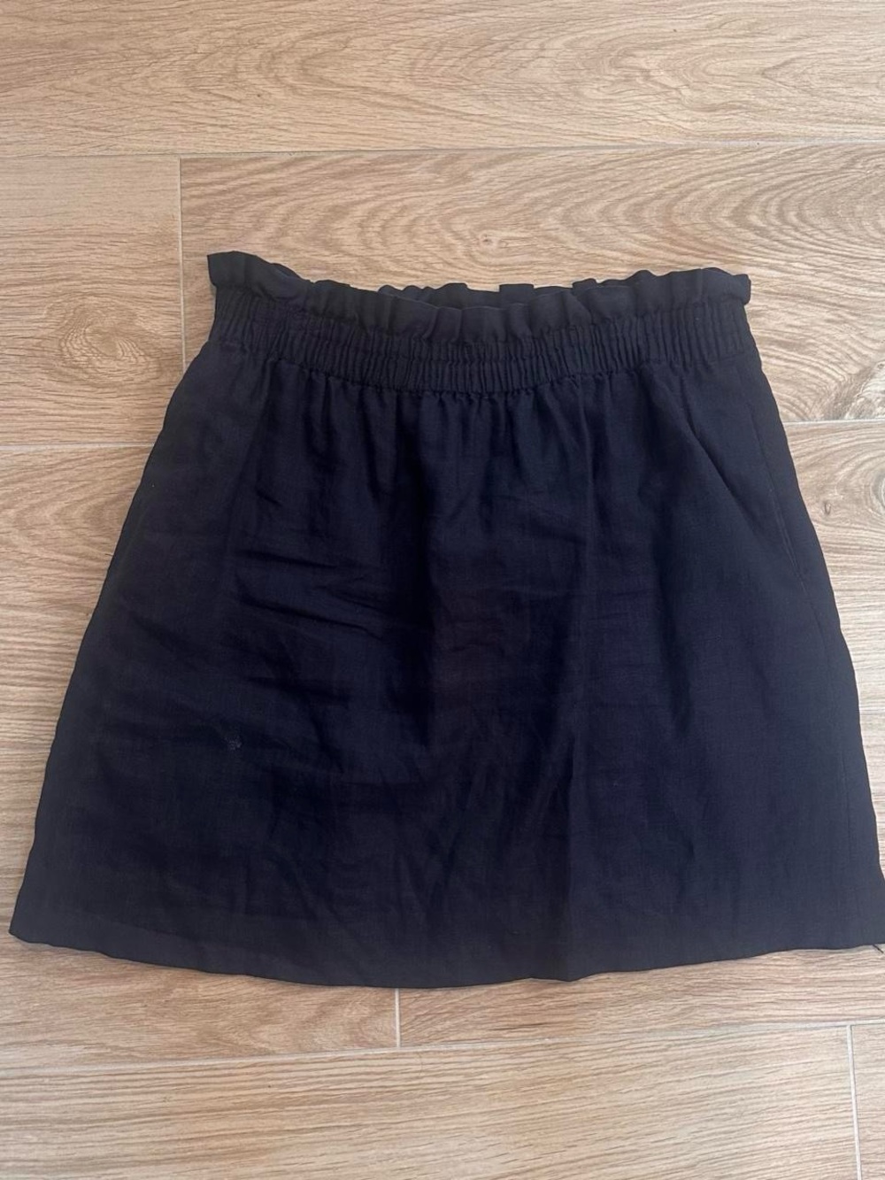 J. Crew Black Ruffled Elastic-Waist Mini Skirt